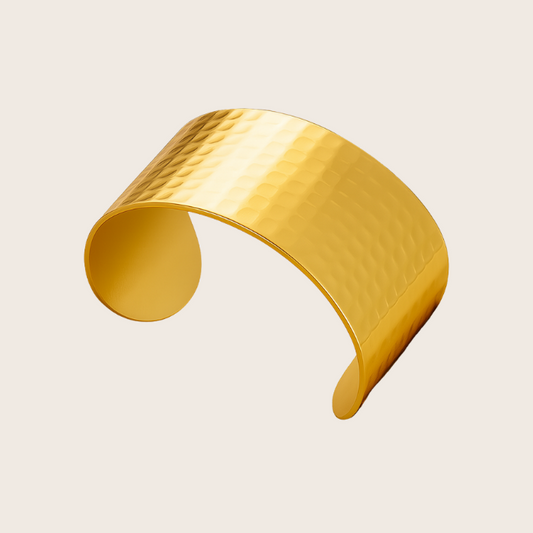 18k gold hammered wide cuff bracelet