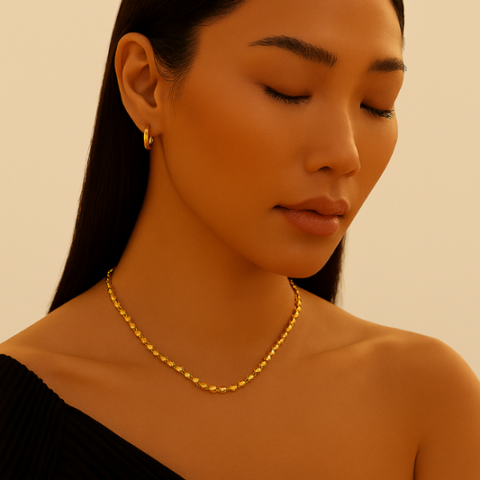 18k gold plated chain on model