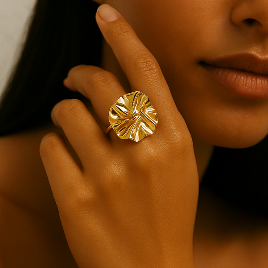 18k irregular open ring on model