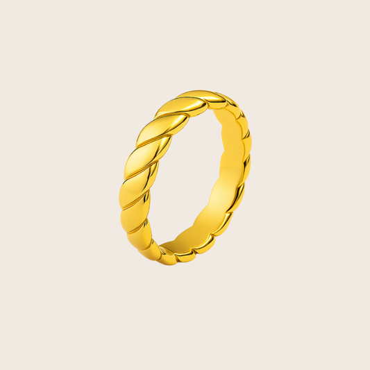 Twisted gold titanium ring