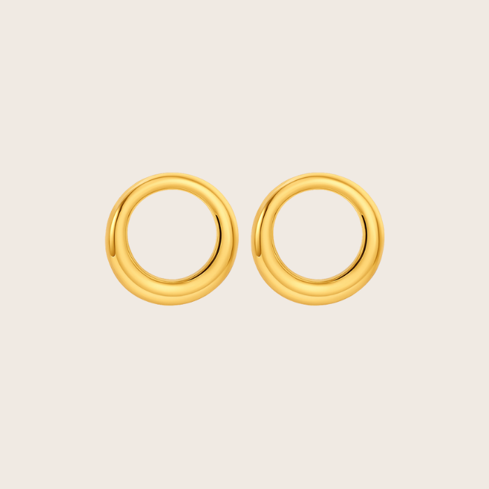 gold plated circle drop earrings