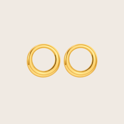 gold plated circle drop earrings