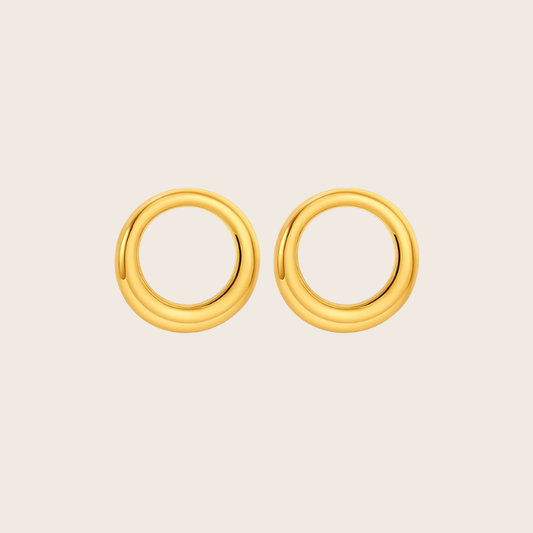 gold plated circle drop earrings