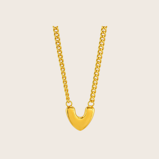 heart sculpt gold necklace