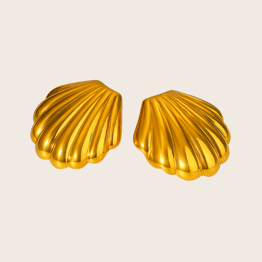 shell gold stud earrings