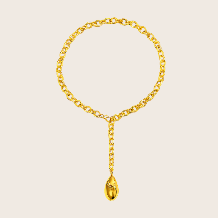 vintage gold bean pendant necklace