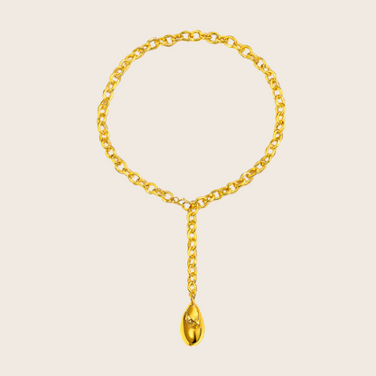 vintage gold bean pendant necklace